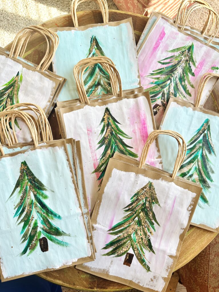 Painted Holiday Watercolor Paper Bags